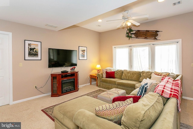 175 Roman Ridge Rd Unit 15, Oakland, MD 21550 - carpeted living room featuring baseboards, ceiling fan, and recessed lighting
