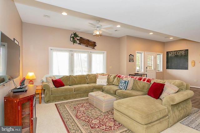 175 Roman Ridge Rd Unit 15, Oakland, MD 21550 - living area featuring plenty of natural light, a ceiling fan, and recessed lighting