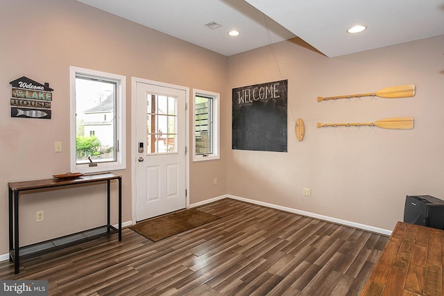 175 Roman Ridge Rd Unit 15, Oakland, MD 21550 - foyer entrance featuring dark wood-style flooring, plenty of natural light, baseboards, and recessed lighting