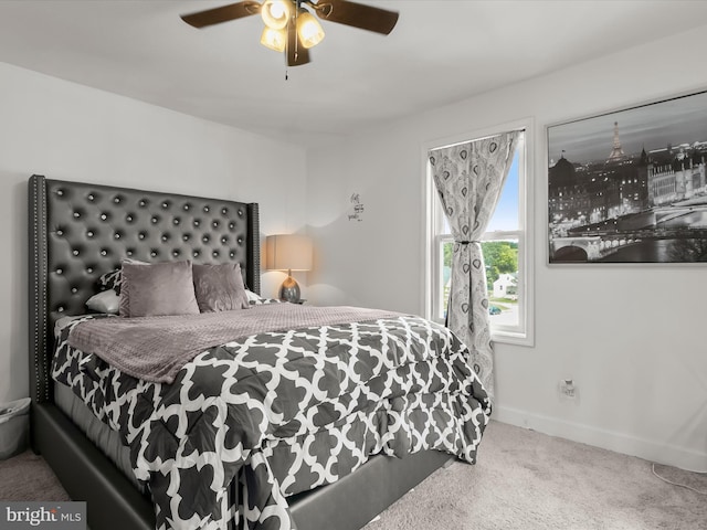 4511 Powell Ave, Baltimore, MD 21206 - bedroom with carpet flooring, a ceiling fan, and baseboards