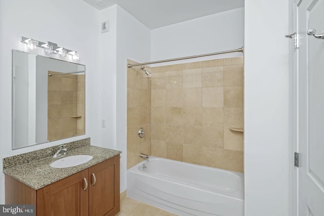 bathroom featuring bathtub / shower combination and vanity