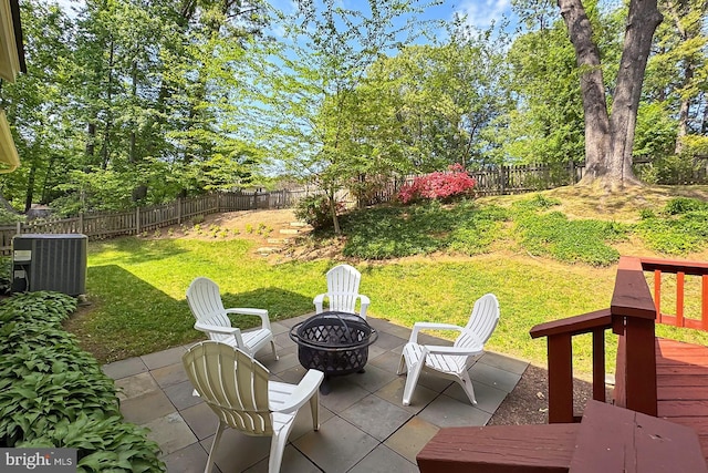 4785 Catterick Ct, Fairfax, VA 22032 - view of patio / terrace featuring a fire pit and central AC unit