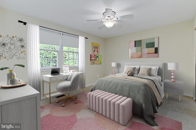 4785 Catterick Ct, Fairfax, VA 22032 - bedroom with light colored carpet, baseboards, an office area, and a ceiling fan