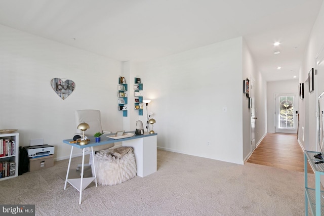 340 Shipyard Dr, Cambridge, MD 21613 - office area featuring light colored carpet, baseboards, and recessed lighting