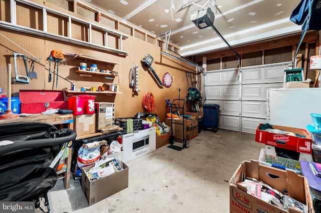 garage with a garage door opener