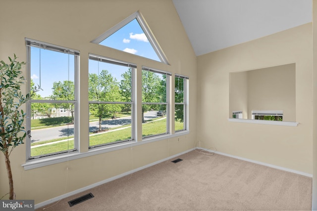 7617 Stony Creek Ln, Ellicott City, MD 21043 - carpeted empty room featuring vaulted ceiling and baseboards