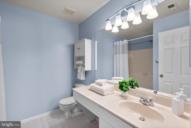 7617 Stony Creek Ln, Ellicott City, MD 21043 - full bathroom featuring toilet, tile patterned floors, a shower with curtain, baseboards, and vanity