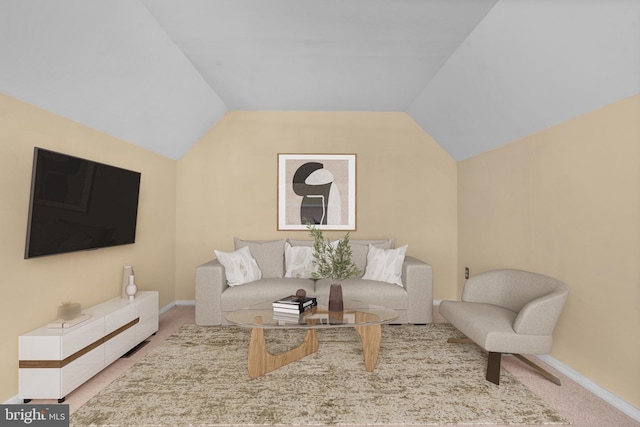 7617 Stony Creek Ln, Ellicott City, MD 21043 - living area with carpet, vaulted ceiling, and baseboards