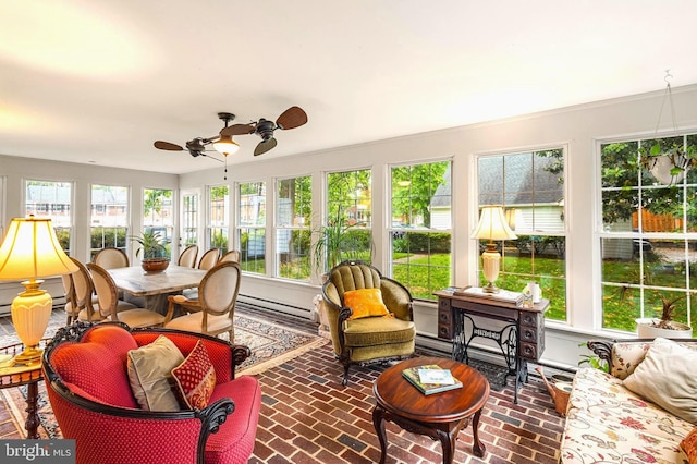94 N Woodland Ave, Woodbury, NJ 08096 - sunroom with brick floors and a baseboard heating unit