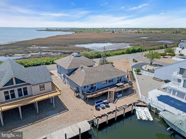 view from above of property with a large body of water