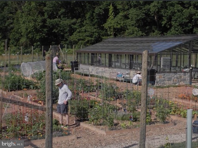 23650 Havelock Walk Ter Unit 303, Ashburn, VA 20148 - view of yard featuring a garden, a greenhouse, and an outbuilding