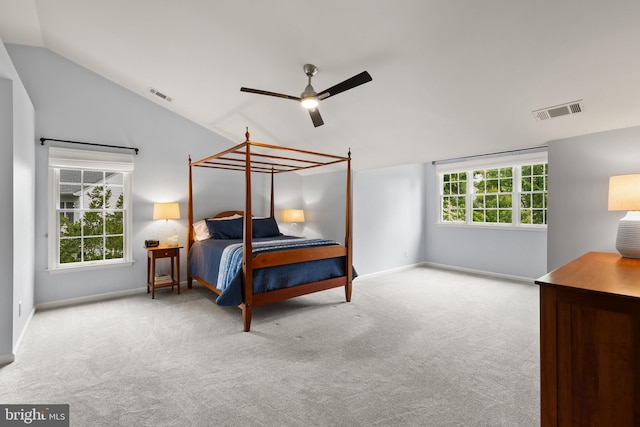 7071 Garden Walk, Columbia, MD 21044 - bedroom featuring vaulted ceiling, carpet flooring, baseboards, and ceiling fan