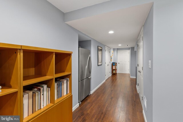 7071 Garden Walk, Columbia, MD 21044 - hallway featuring dark wood-type flooring, baseboards, and recessed lighting