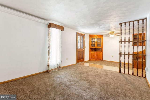 449 Carlisle St, Hanover, PA 17331 - unfurnished room featuring baseboards, carpet floors, a ceiling fan, and a textured ceiling