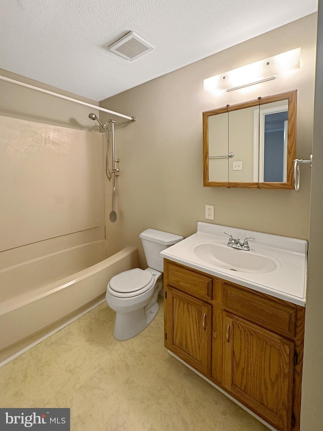 7 E Hart St, Winchester, VA 22601 - full bath with bathtub / shower combination, vanity, toilet, and a textured ceiling