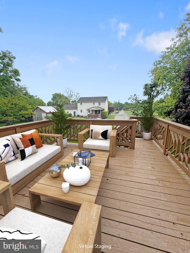 7 E Hart St, Winchester, VA 22601 - wooden deck with an outdoor hangout area