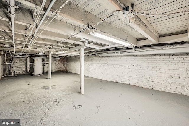 unfinished below grade area with water heater