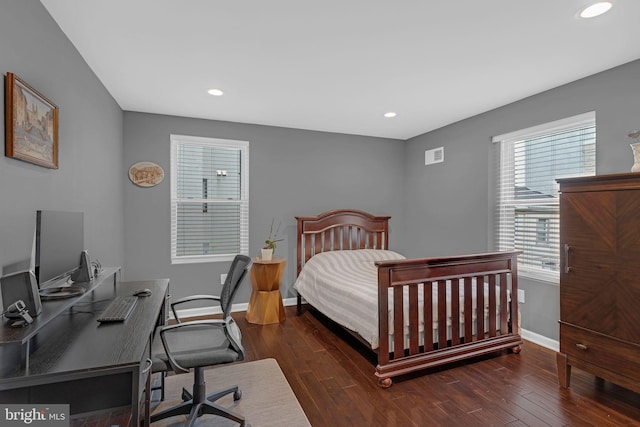 1153 N Hancock St, Philadelphia, PA 19123 - bedroom with baseboards, wood finished floors, recessed lighting, and a desk