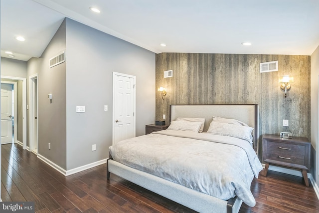 1153 N Hancock St, Philadelphia, PA 19123 - bedroom featuring baseboards, wood finished floors, recessed lighting, an accent wall, and wooden walls