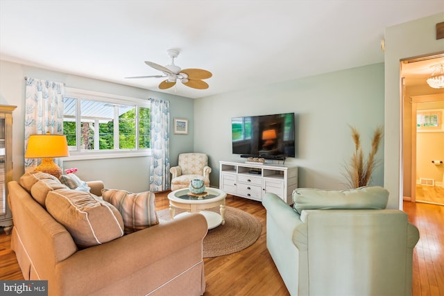 7912 Glengary Ct, Glen Burnie, MD 21061 - living room with wood finished floors and ceiling fan