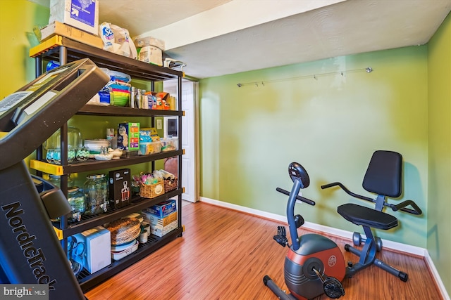 7912 Glengary Ct, Glen Burnie, MD 21061 - exercise area with wood finished floors and baseboards