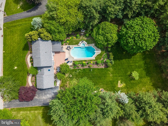 aerial view of a pool area