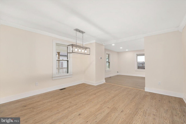 8422 Newark Rd, Newark, MD 21841 - unfurnished dining area with ornamental molding, baseboards, wood finished floors, and recessed lighting