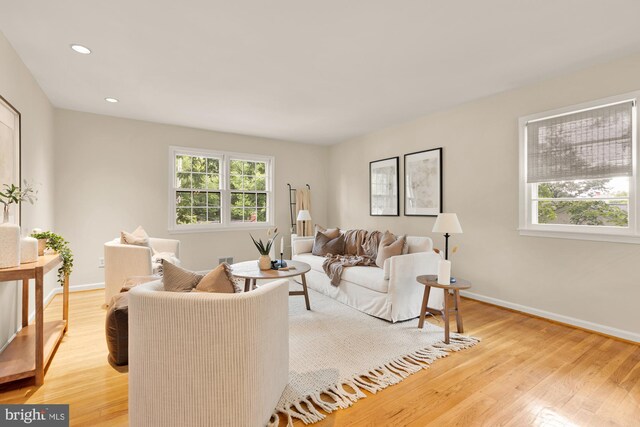 6008 Hawthorne St, Cheverly, MD 20785 - living room with light wood-type flooring, baseboards, and recessed lighting