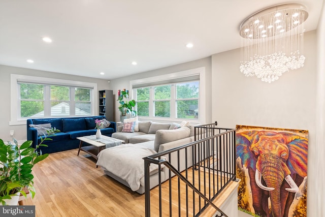 6415 Wilcox Ct, Alexandria, VA 22310 - living room with a chandelier, recessed lighting, and wood finished floors
