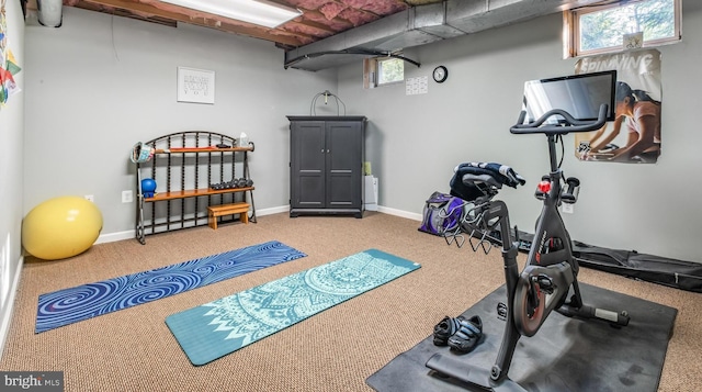 3 Mills Brook Ln, Shamong, NJ 08088 - exercise room featuring carpet floors and baseboards