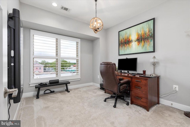 101 Dyer Ct, Herndon, VA 20170 - carpeted office space featuring baseboards and a chandelier