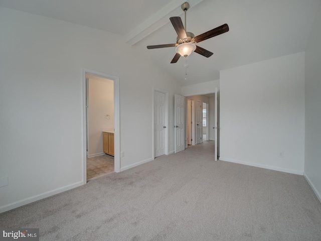 13195 Golders Green Pl, Bristow, VA 20136 - unfurnished bedroom with light colored carpet, baseboards, ensuite bath, and ceiling fan