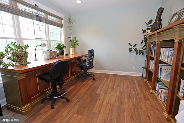 168 Williams Way, Lewes, DE 19958 - office featuring dark wood finished floors, recessed lighting, and baseboards
