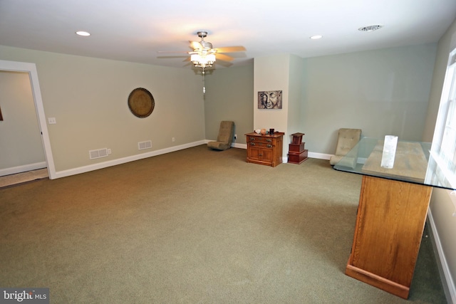 168 Williams Way, Lewes, DE 19958 - living area featuring carpet floors, ceiling fan, baseboards, and recessed lighting