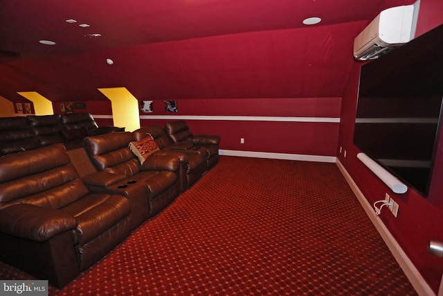 168 Williams Way, Lewes, DE 19958 - carpeted home theater with an AC wall unit, lofted ceiling, and baseboards