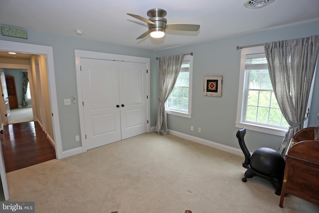 168 Williams Way, Lewes, DE 19958 - carpeted home office with baseboards and a ceiling fan