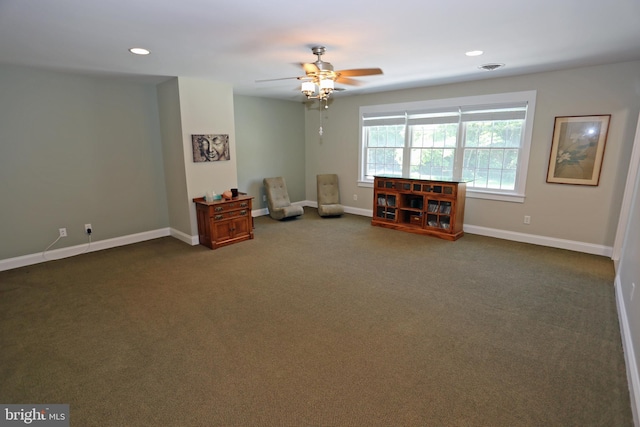 168 Williams Way, Lewes, DE 19958 - living area with baseboards, ceiling fan, dark colored carpet, and recessed lighting