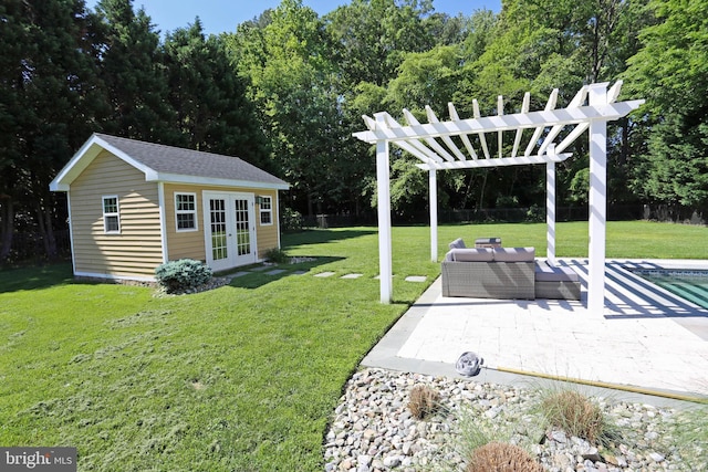 168 Williams Way, Lewes, DE 19958 - view of yard with a pergola, french doors, a patio area, and an outdoor structure