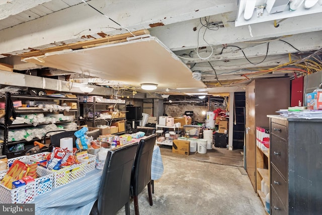view of unfinished basement