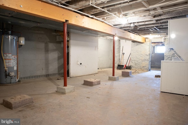 5519 Minnoka Ave, Baltimore, MD 21215 - basement featuring gas water heater and washer / dryer