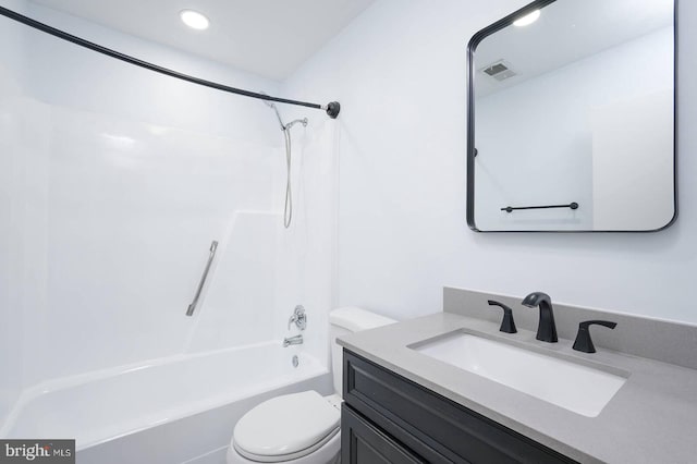 2012 All Hallows Ct, Waldorf, MD 20602 - full bath featuring toilet, vanity, shower / bath combination, and recessed lighting