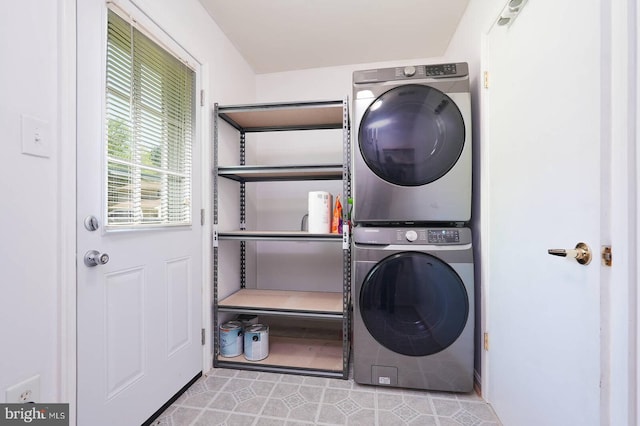 2012 All Hallows Ct, Waldorf, MD 20602 - washroom featuring estacked washer and dryer and tile patterned floors