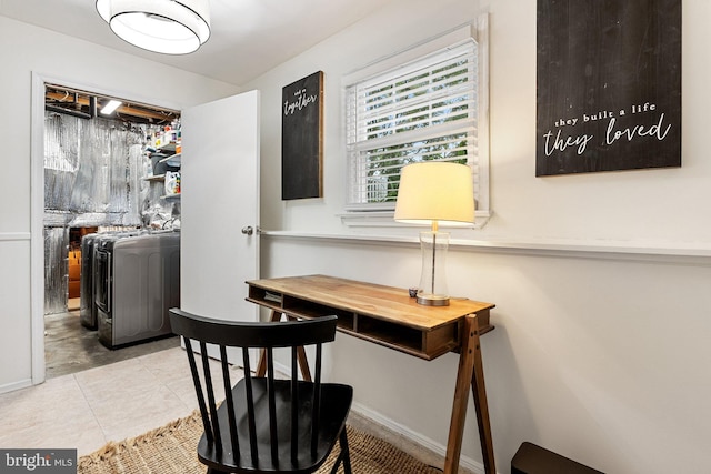 12821 Flagship Ave, Herndon, VA 20170 - tiled home office featuring washer and dryer