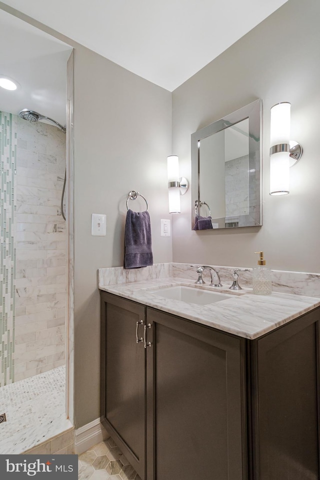 8412 Riverside Rd, Alexandria, VA 22308 - bathroom featuring tiled shower and vanity