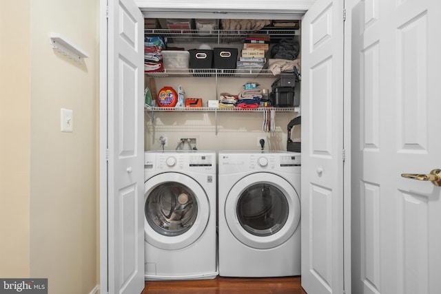 4561 Strutfield Ln Unit 3218, Alexandria, VA 22311 - washroom with separate washer and dryer and dark wood-type flooring