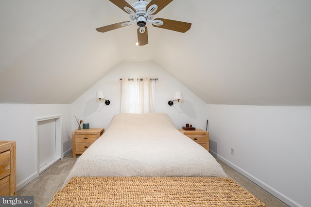 282 Eaton Ave, Hamilton, NJ 08619 - carpeted bedroom with baseboards, vaulted ceiling, and a ceiling fan