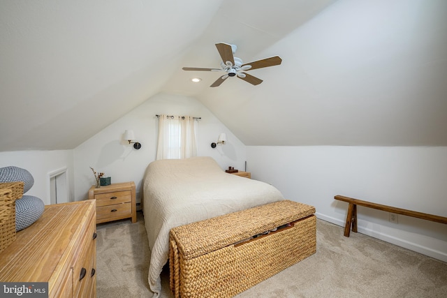 282 Eaton Ave, Hamilton, NJ 08619 - carpeted bedroom with vaulted ceiling, a ceiling fan, and baseboards