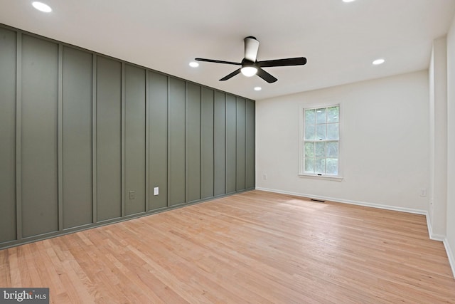 2144 Silentree Dr, Vienna, VA 22182 - empty room featuring light wood-type flooring, ceiling fan, and recessed lighting