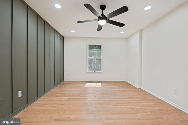 2144 Silentree Dr, Vienna, VA 22182 - spare room with light wood-style flooring, ceiling fan, and recessed lighting