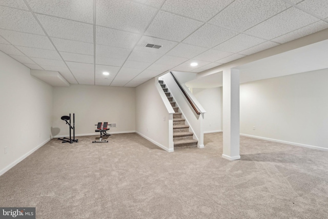 365 Pennycress Rd, Allentown, PA 18104 - exercise room with carpet, recessed lighting, baseboards, and a drop ceiling